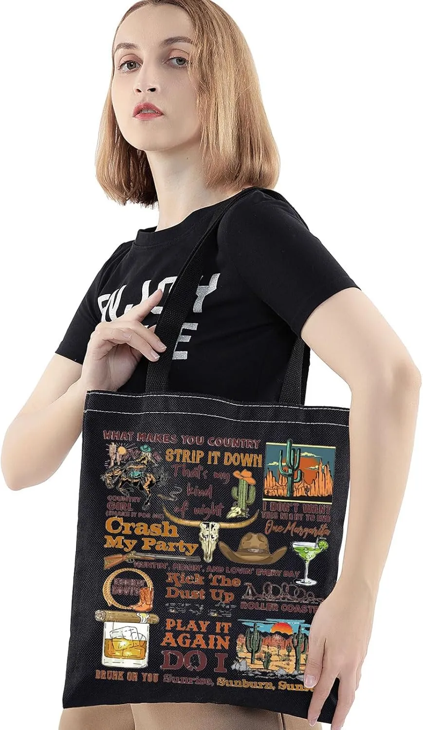 BWKTOP Western Music Tote Bag Singer Lover Gifts Album Bag Singer Merchandise