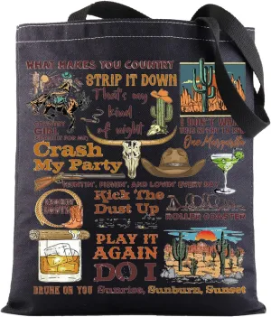 BWKTOP Western Music Tote Bag Singer Lover Gifts Album Bag Singer Merchandise