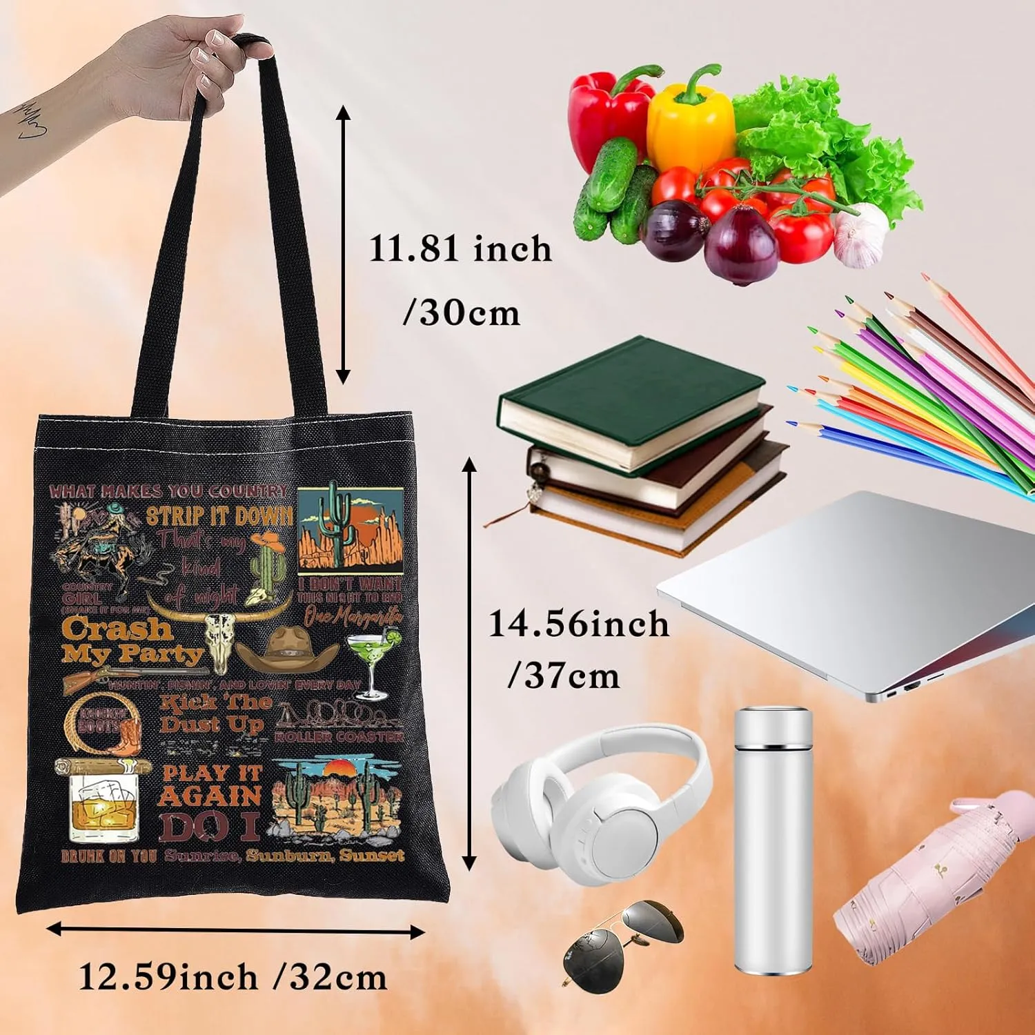 BWKTOP Western Music Tote Bag Singer Lover Gifts Album Bag Singer Merchandise