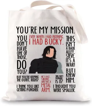 BWWKTOP Bucky Tote Bag Superheros Barnes Fans Gift Even When I Had Nothing White Wolf Shoulder Bag Bucky Merch