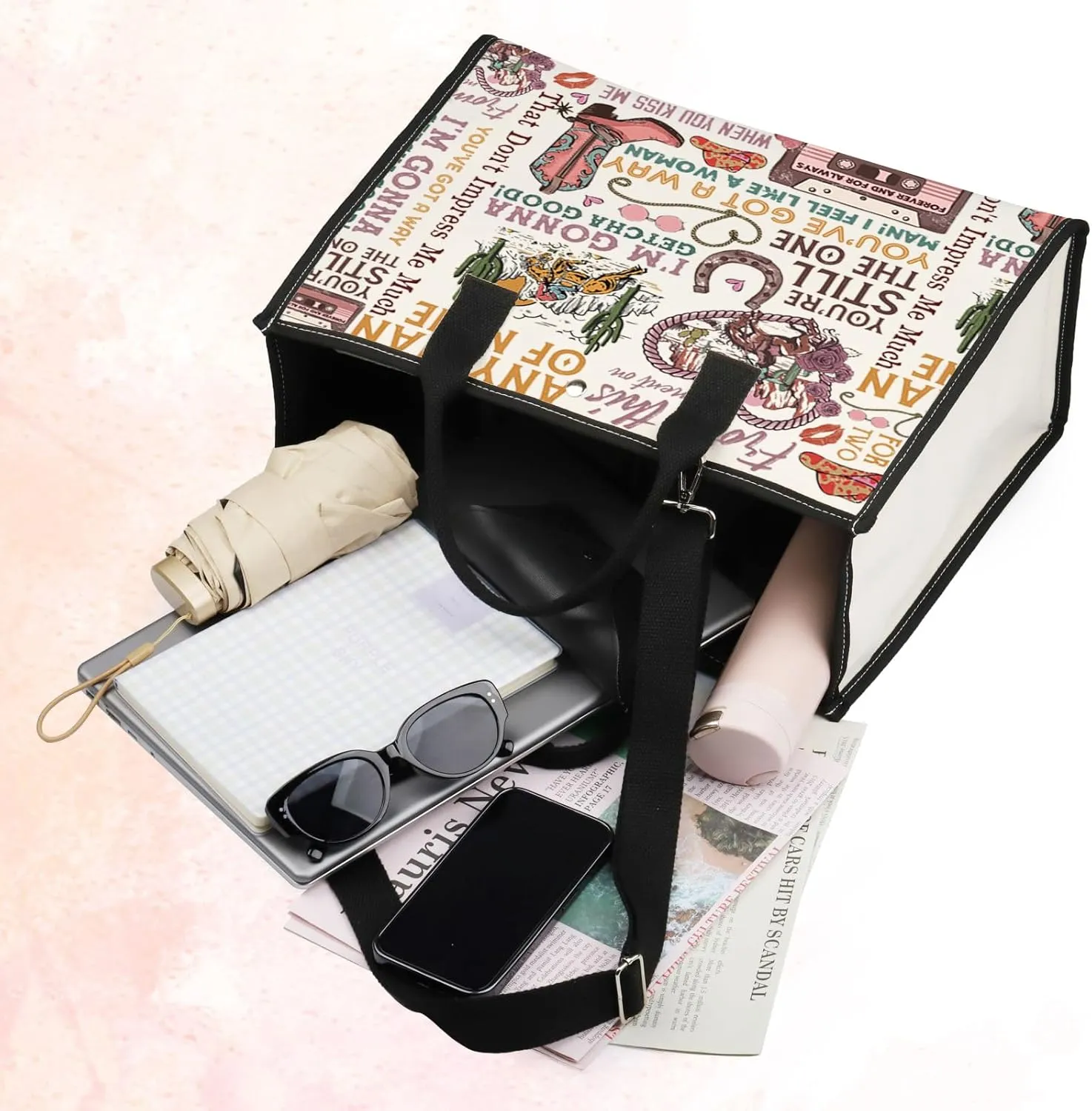 BWWKTOP Country Music Album Tote Bag Singer Fans Gift Album Inspired Shoulder Bag Country Festival Merchandise