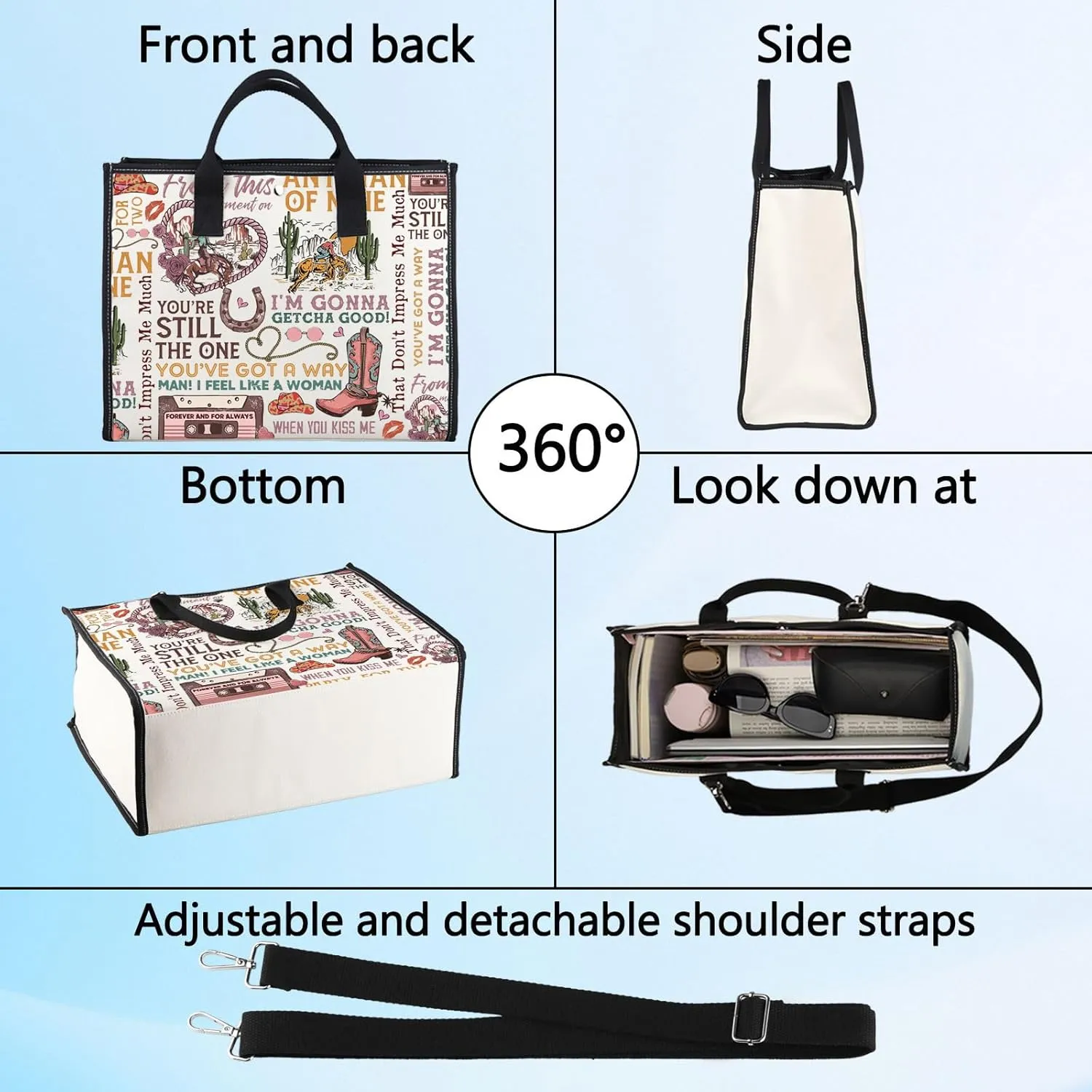 BWWKTOP Country Music Album Tote Bag Singer Fans Gift Album Inspired Shoulder Bag Country Festival Merchandise