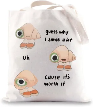 BWWKTOP Shell Tote Bag Marcel Animation Inspired Gifts Guess Why I Smile A Lot Shoulder Bag Marcel Merchandise