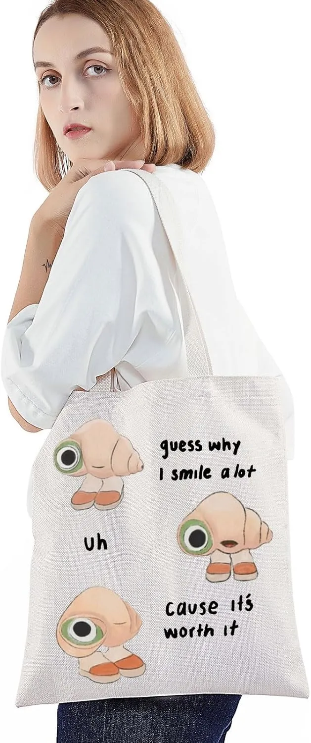 BWWKTOP Shell Tote Bag Marcel Animation Inspired Gifts Guess Why I Smile A Lot Shoulder Bag Marcel Merchandise