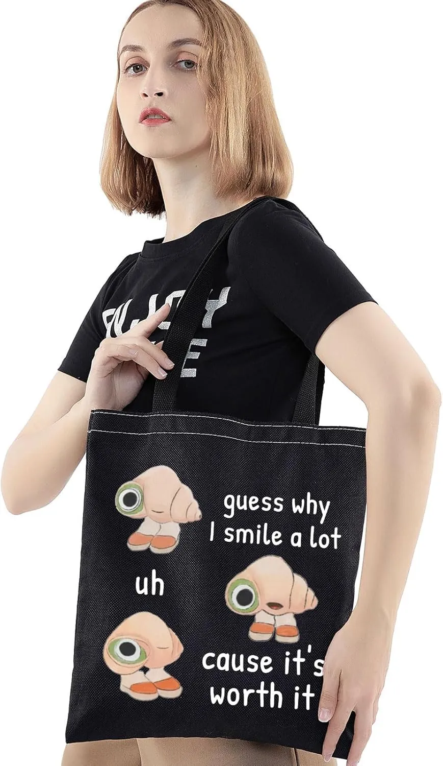 BWWKTOP Shell Tote Bag Marcel Animation Inspired Gifts Guess Why I Smile A Lot Shoulder Bag Marcel Merchandise