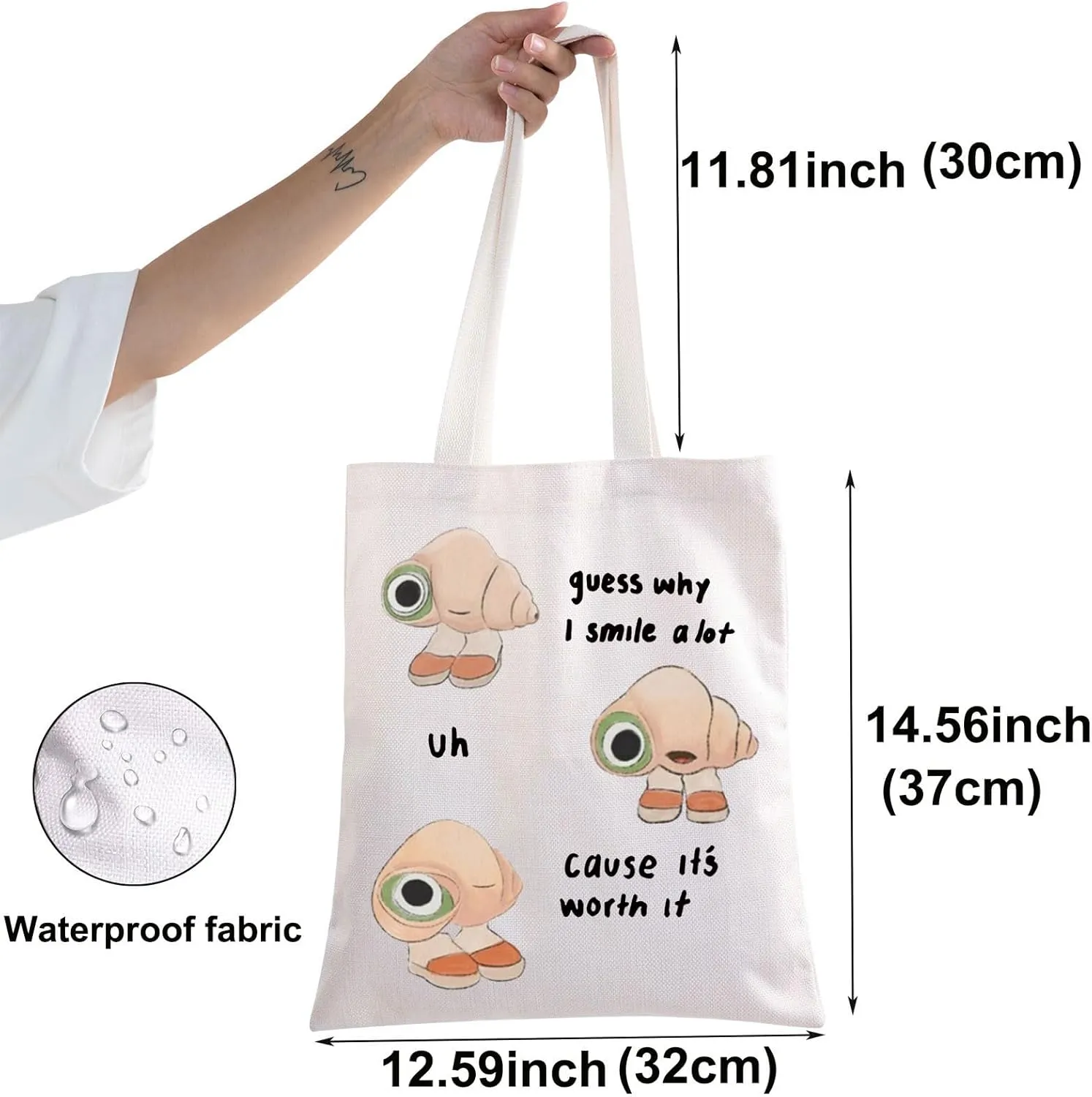 BWWKTOP Shell Tote Bag Marcel Animation Inspired Gifts Guess Why I Smile A Lot Shoulder Bag Marcel Merchandise