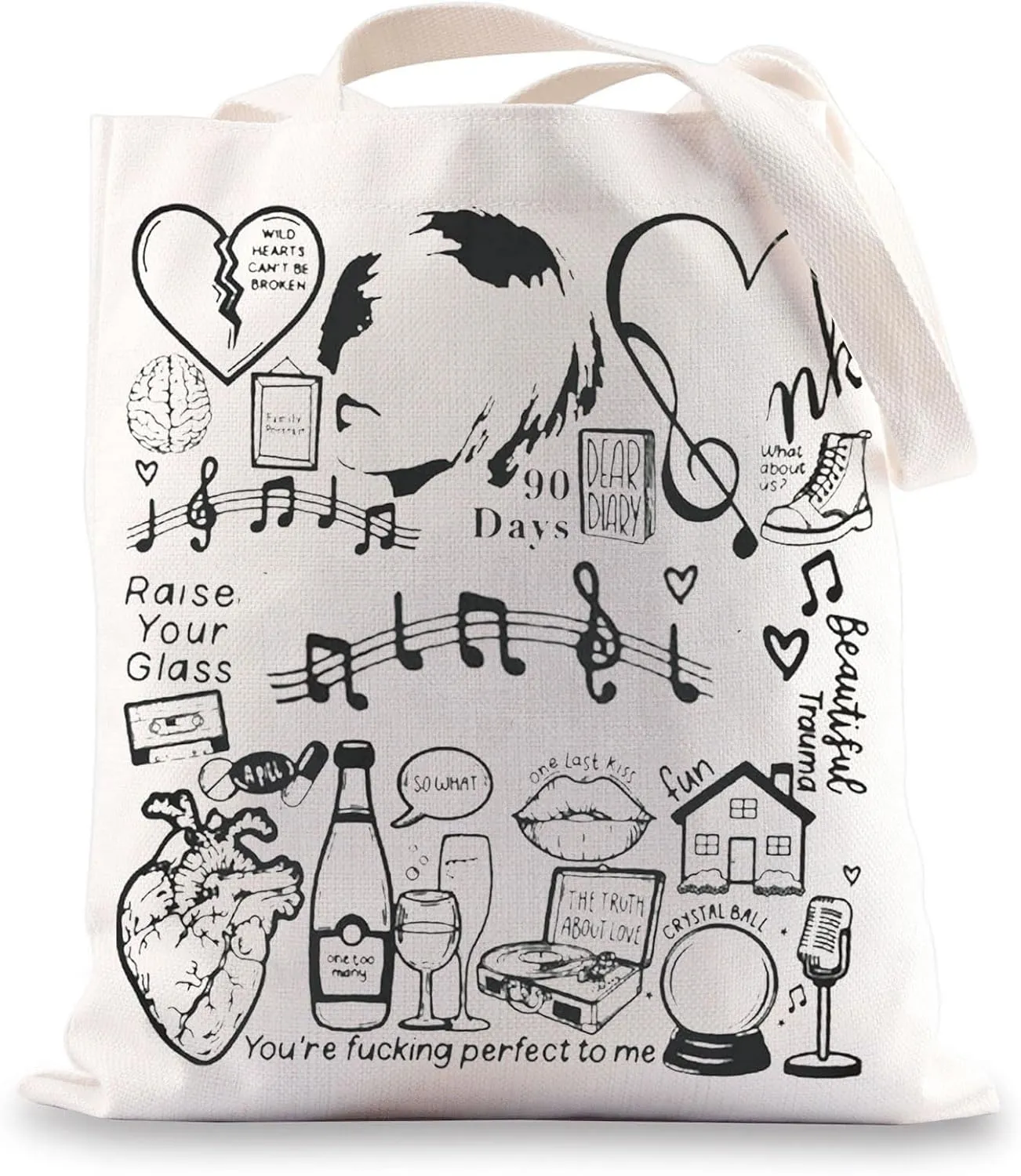 BWWKTOP Singer Album Canvas Tote Bag Fans Gift Song Lyrics inspired Shoulder Bag Merchandise