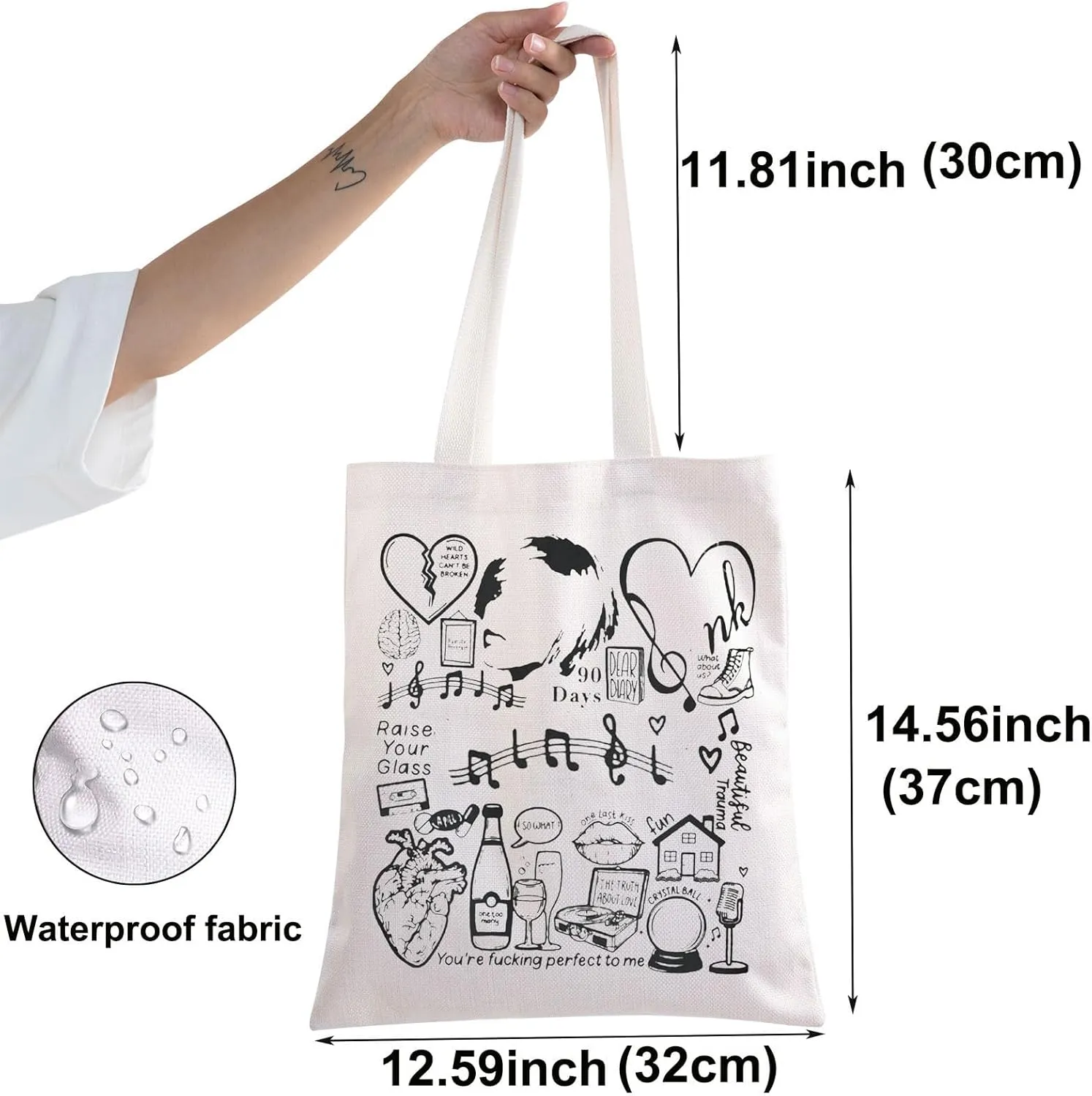 BWWKTOP Singer Album Canvas Tote Bag Fans Gift Song Lyrics inspired Shoulder Bag Merchandise