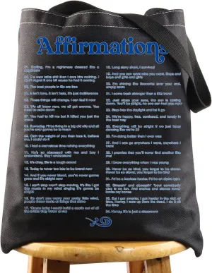 BWWKTOP Song Lyrics Canvas Tote Bag Singer Album Inspired Gifts Singer Fans Shoulder Bag (Affirmations TG BL)