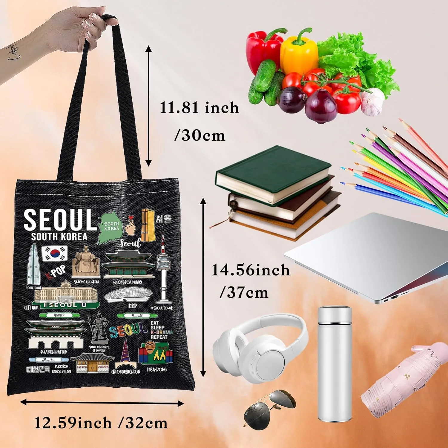 BWWKTOP South Korea Seoul Tote Bag Seoul Souvenirs & Gifts Travel Shoulder Bag