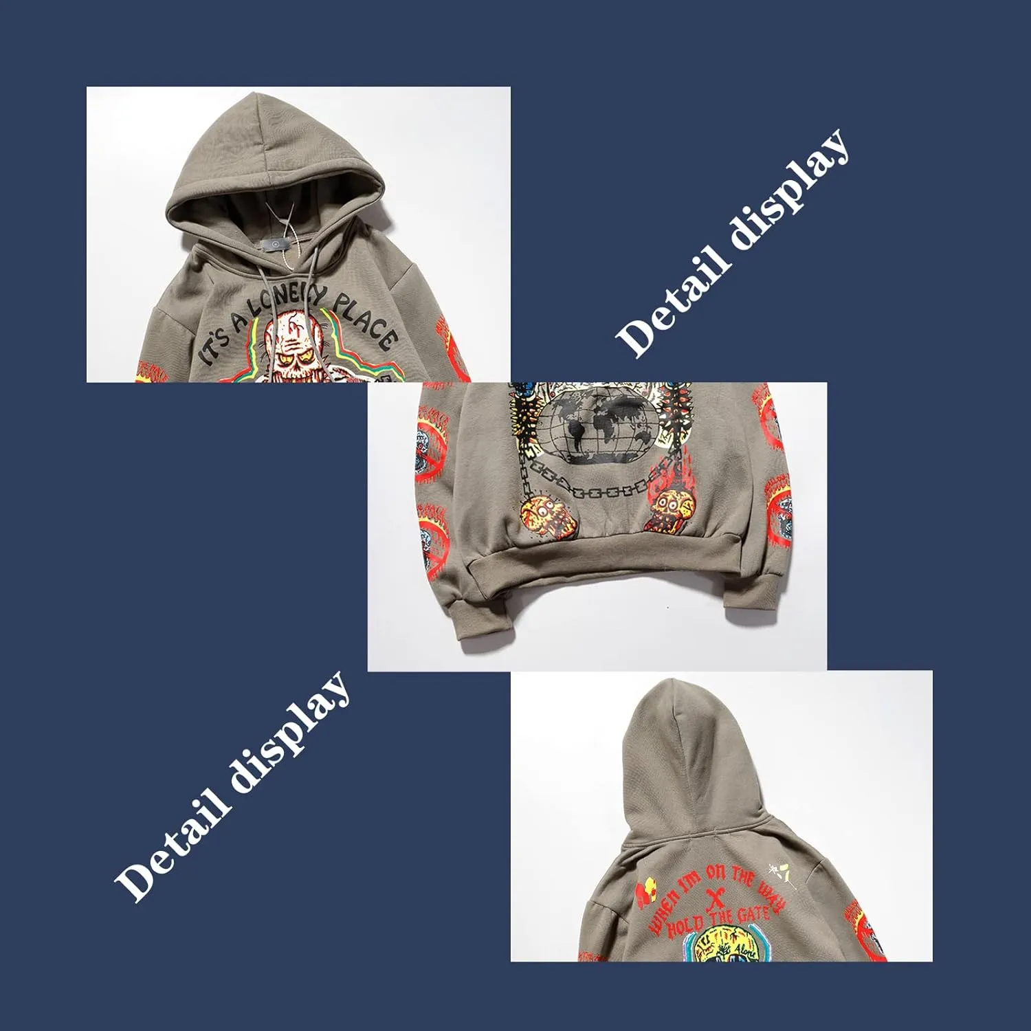 BXCNCKD Gothic Hoodie Harajuku Printed Sweatshirt Men's and Women's Hip Hop Hoodies…