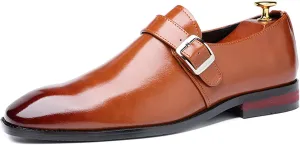 ByErz Men's Monk Strap Loafer: Vegan Leather Oxford Dress Shoes for Formal and Business Casual Comfort