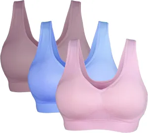 Cabales Women's Seamless Bras for Yoga Fitness Running Workout Low Impact Sports Bras with Removable Pads