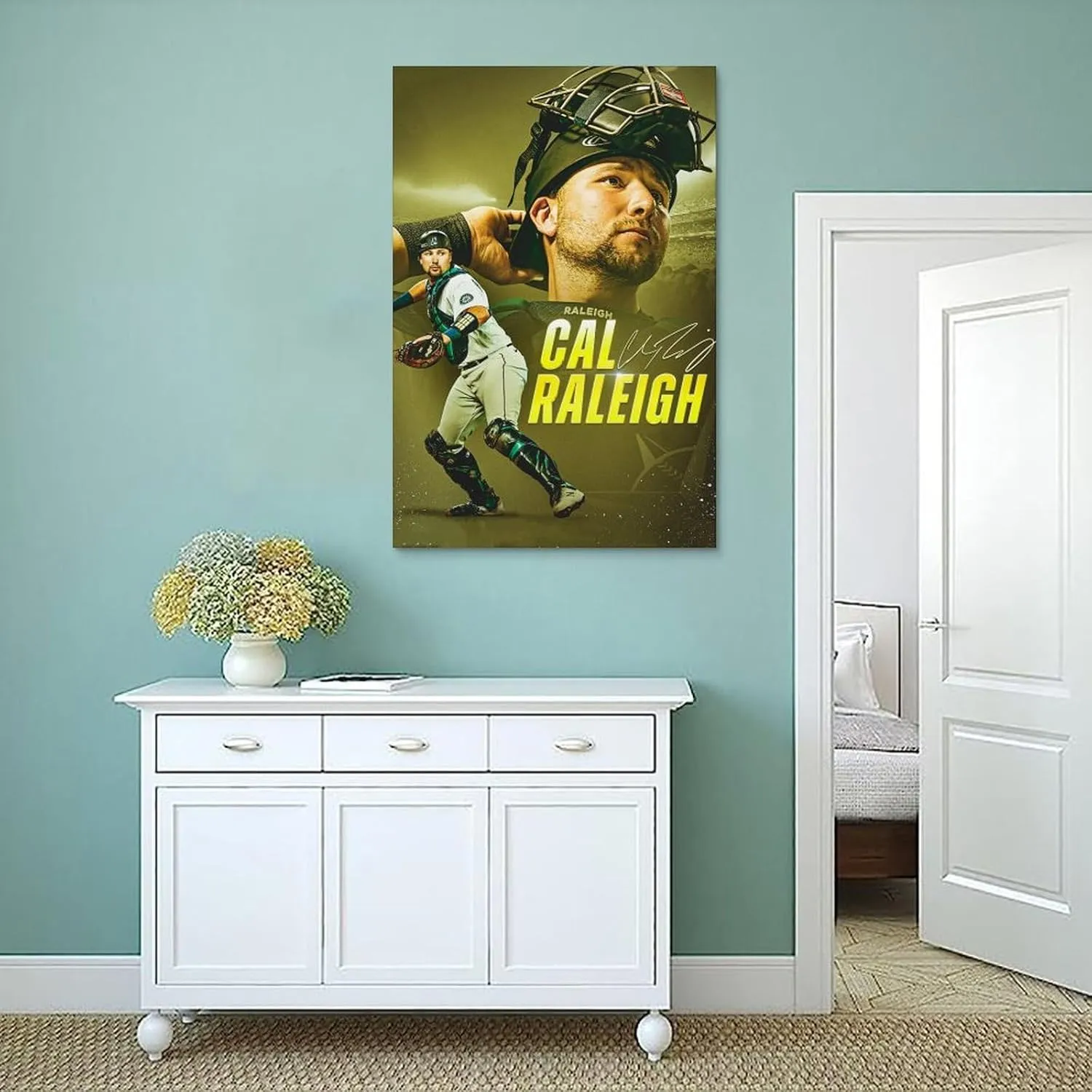 Cal Raleigh Sports Art Poster Wall Art Picture Painting Canvas Prints Artworks Bedroom Living Room Decor 12x18inch(30x45cm)