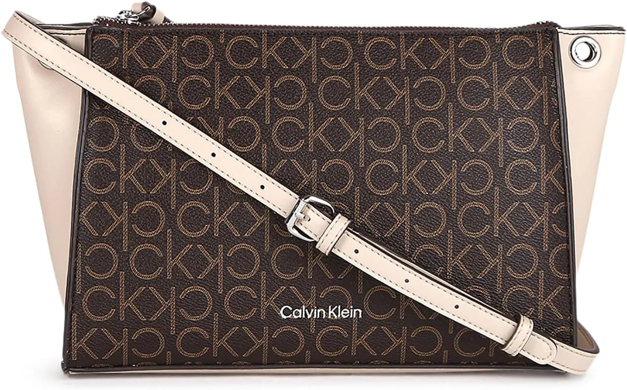 Calvin Klein Reyna Crossbody, Brown/Khaki/Mushroom Logo