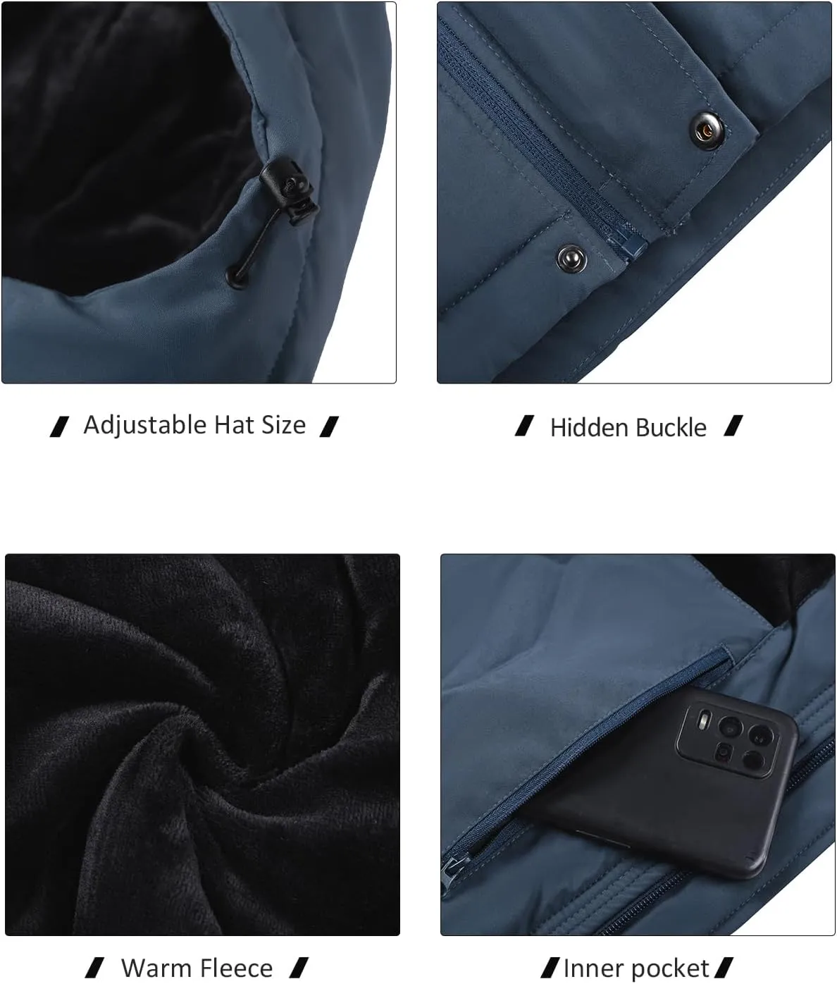 CAMEL CROWN Men's Winter Ski Jacket Mountain Snow Coats Waterproof Detachable Hood Windproof Fleece Rain Jackets