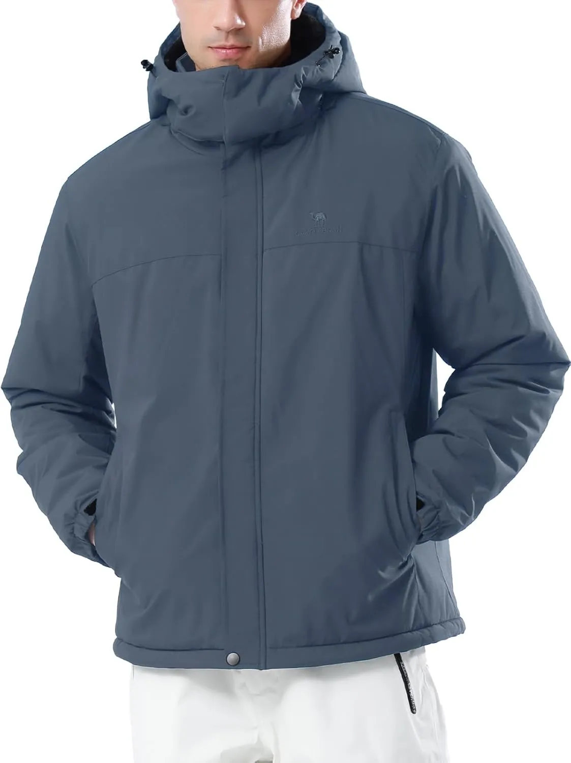 CAMEL CROWN Men's Winter Ski Jacket Mountain Snow Coats Waterproof Detachable Hood Windproof Fleece Rain Jackets