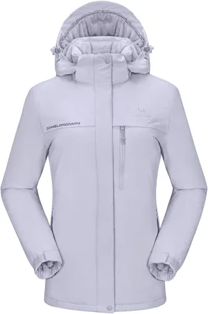 CAMEL CROWN Women’s Mountain Snow Waterproof Ski Jacket Detachable Hood Windproof Fleece Parka Rain Jackt Winter Coat