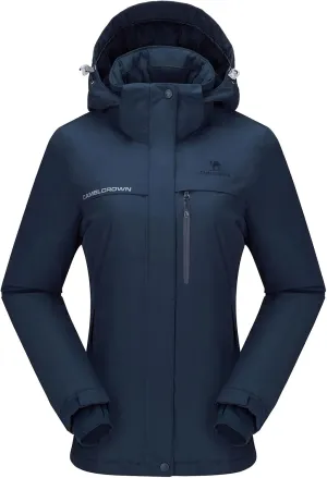 CAMEL CROWN Women’s Mountain Snow Waterproof Ski Jacket Detachable Hood Windproof Fleece Parka Rain Jackt Winter Coat