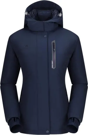 CAMEL CROWN Women’s Mountain Snow Waterproof Ski Jacket Detachable Hood Windproof Fleece Parka Rain Jackt Winter Coat