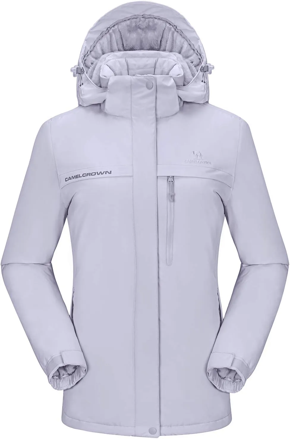 CAMEL CROWN Women’s Mountain Snow Waterproof Ski Jacket Detachable Hood Windproof Fleece Parka Rain Jackt Winter Coat