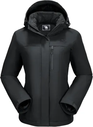 CAMEL CROWN Women's Ski Jacket Waterproof Winter Mountain Coat Warm Fleece Windbreaker Hooded Raincoat Snowboarding Jackets