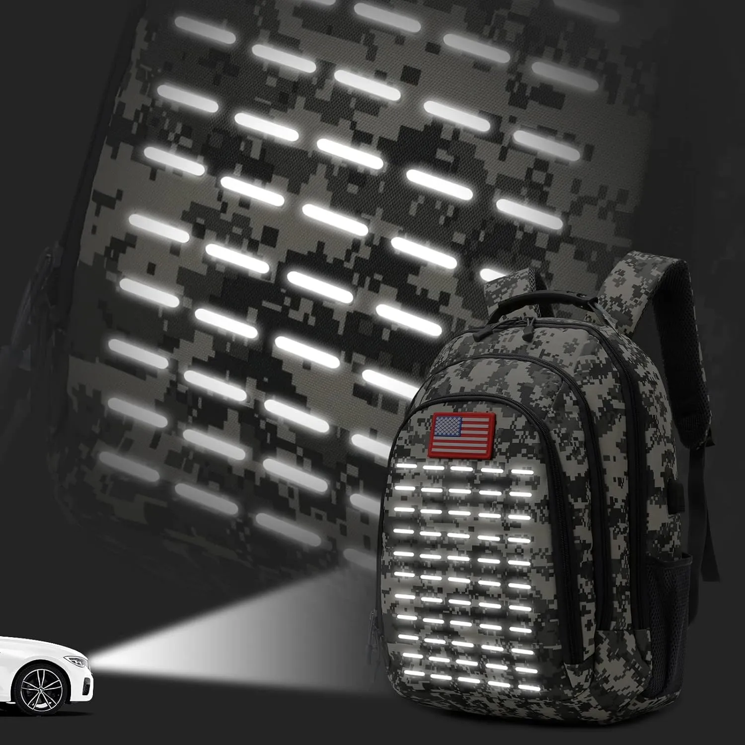 Camo Backpack,Small Tactical Backpack for outdoor,Military Teen Boys Backpacks for School with USB Charging Port,40L