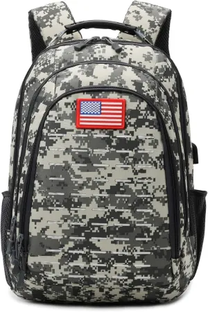 Camo Backpack,Small Tactical Backpack for outdoor,Military Teen Boys Backpacks for School with USB Charging Port,40L
