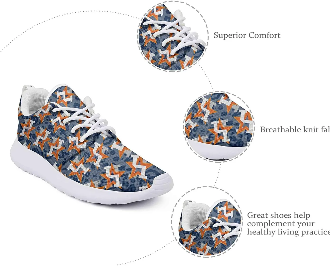 Camouflage Orange Star Baseball Girl Skateboard Casual Shoes Simple Classic Running Shoes