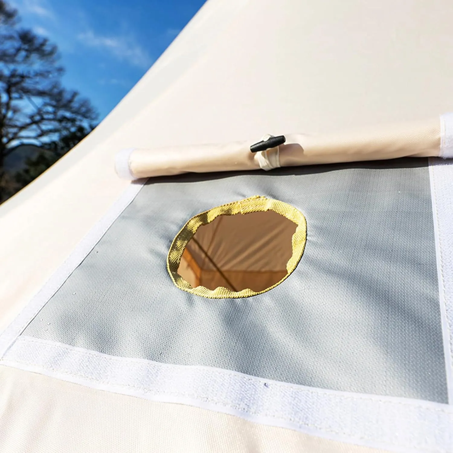 Canvas Bell Tent, 5m Yurt Tent with Stove Jack, Waterproof and Breathable Wall Tent Waterproof 4 Season Luxury Family Camping Yurt Tent Large Hot Tent