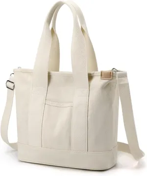 Canvas Crossbody Bag for Women Large Capacity Tote Handbag Multi-Pockets Shoulder Bag Casual Top Handle Bag