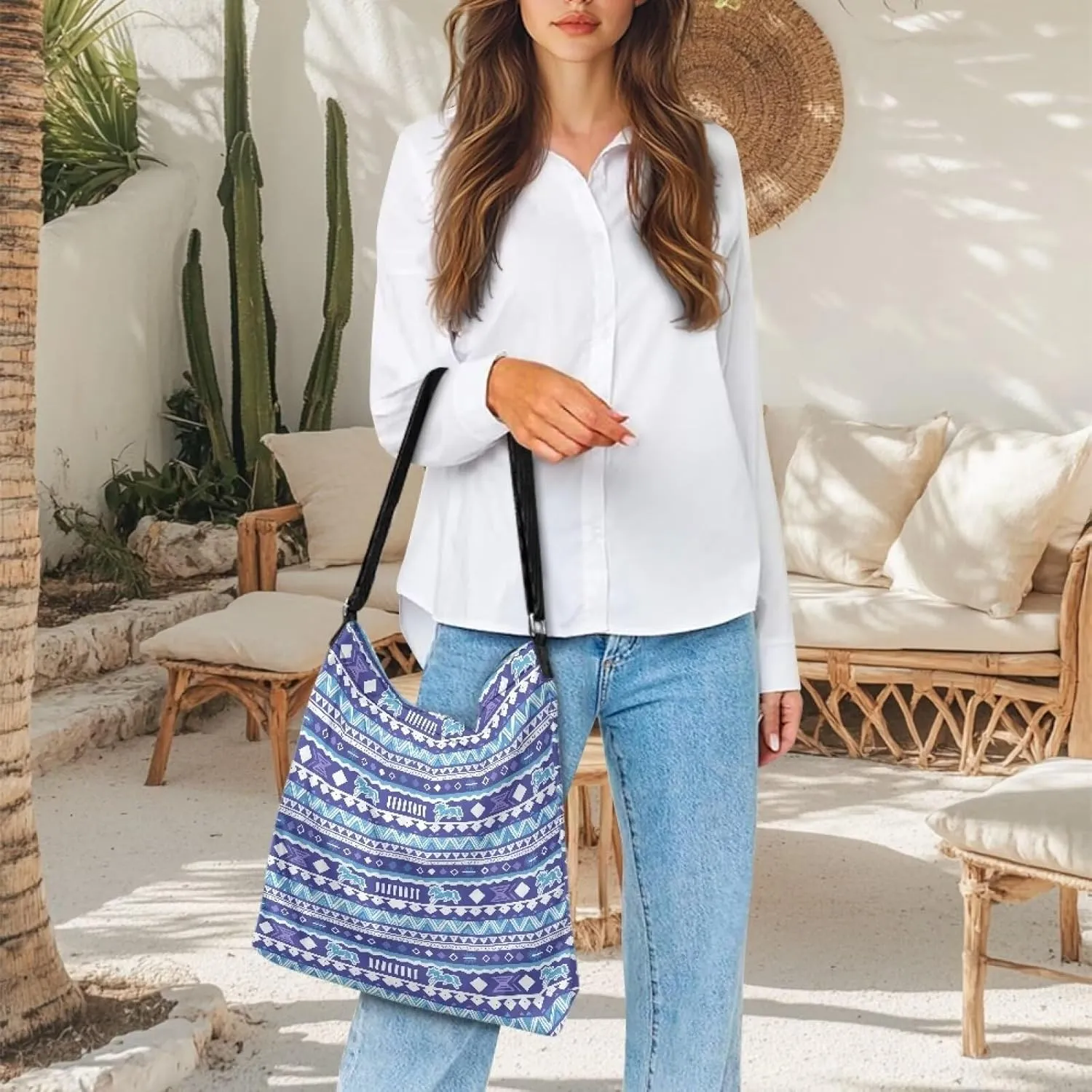 Canvas Crossbody Bag with Zipper Women Handbag Shoulder Bag Large Size Shoulder Purse Handbag Tote Bag with Strap