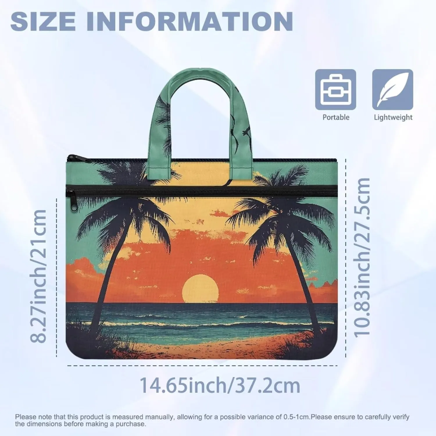 Canvas Document Bag Document Pouch with Zipper Large Double Pockets File Bag with Handle Portable Briefcase Canvas Tote Bag