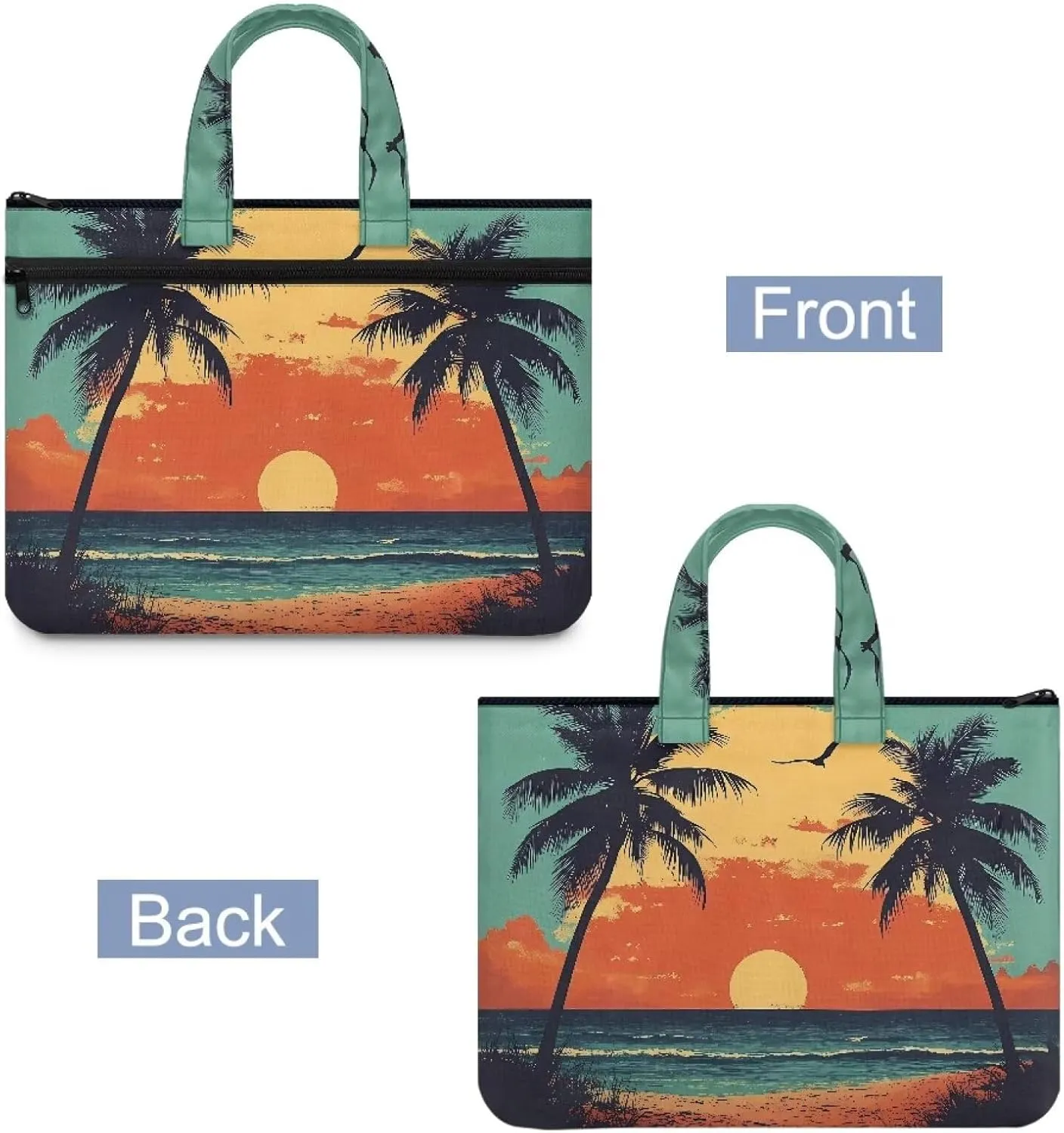 Canvas Document Bag Document Pouch with Zipper Large Double Pockets File Bag with Handle Portable Briefcase Canvas Tote Bag
