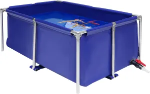 Canvas Fish Pond with Drain Valve & Stainless Steel Tubes Water Storage Tank for Lobster Goldfish Tank Breeding Indoor Outdoors