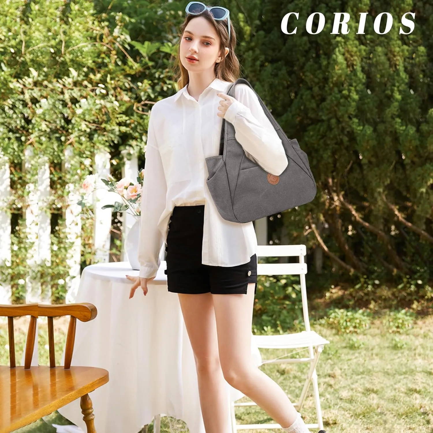 Canvas Handbag Women Shoulder Bag Multi-Pockets Top Handle Bag Large Capacity Tote Bag Clutch Bag Casual Hobo Bag
