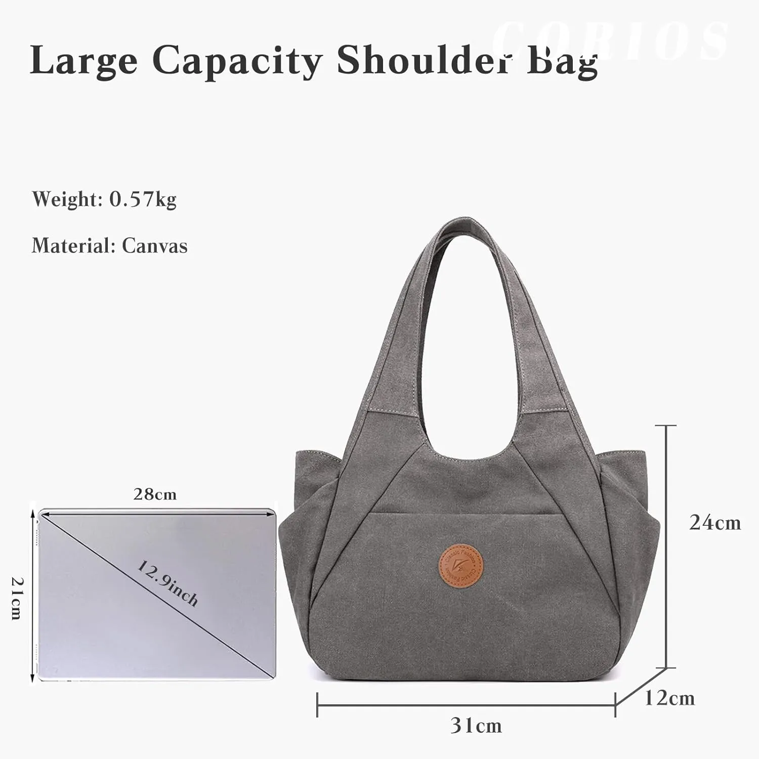 Canvas Handbag Women Shoulder Bag Multi-Pockets Top Handle Bag Large Capacity Tote Bag Clutch Bag Casual Hobo Bag