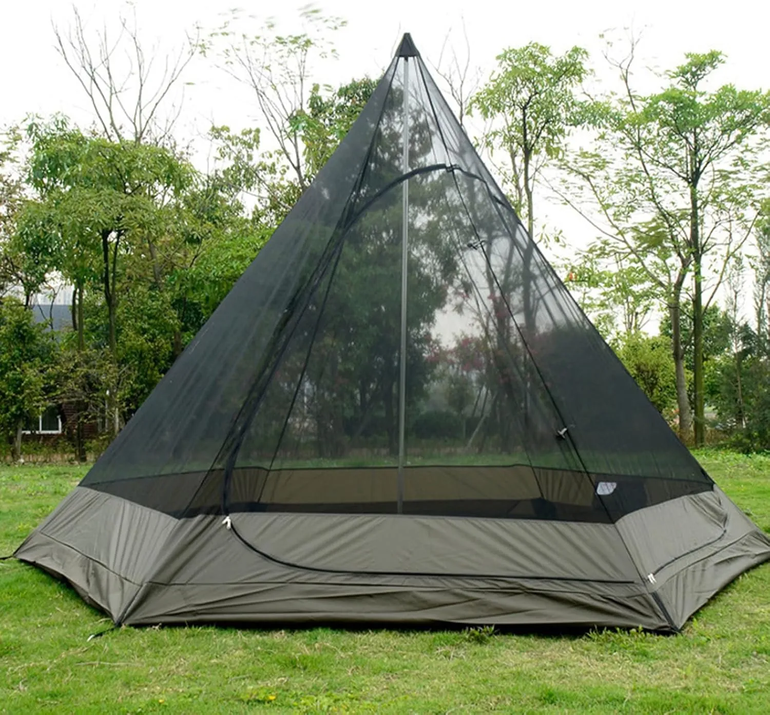 Canvas Indian Bell Tents 3-8 Persons, Classic Style, Camping Tent, 4 Season, Water-Repellent Treatment, Black