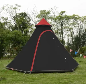 Canvas Indian Bell Tents 3-8 Persons, Classic Style, Camping Tent, 4 Season, Water-Repellent Treatment, Black