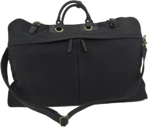 Canvas Label Boston Bag with Shoulder Strap