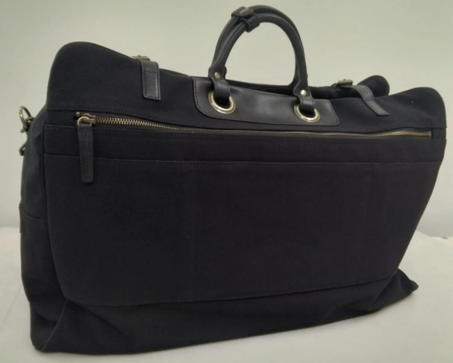 Canvas Label Boston Bag with Shoulder Strap