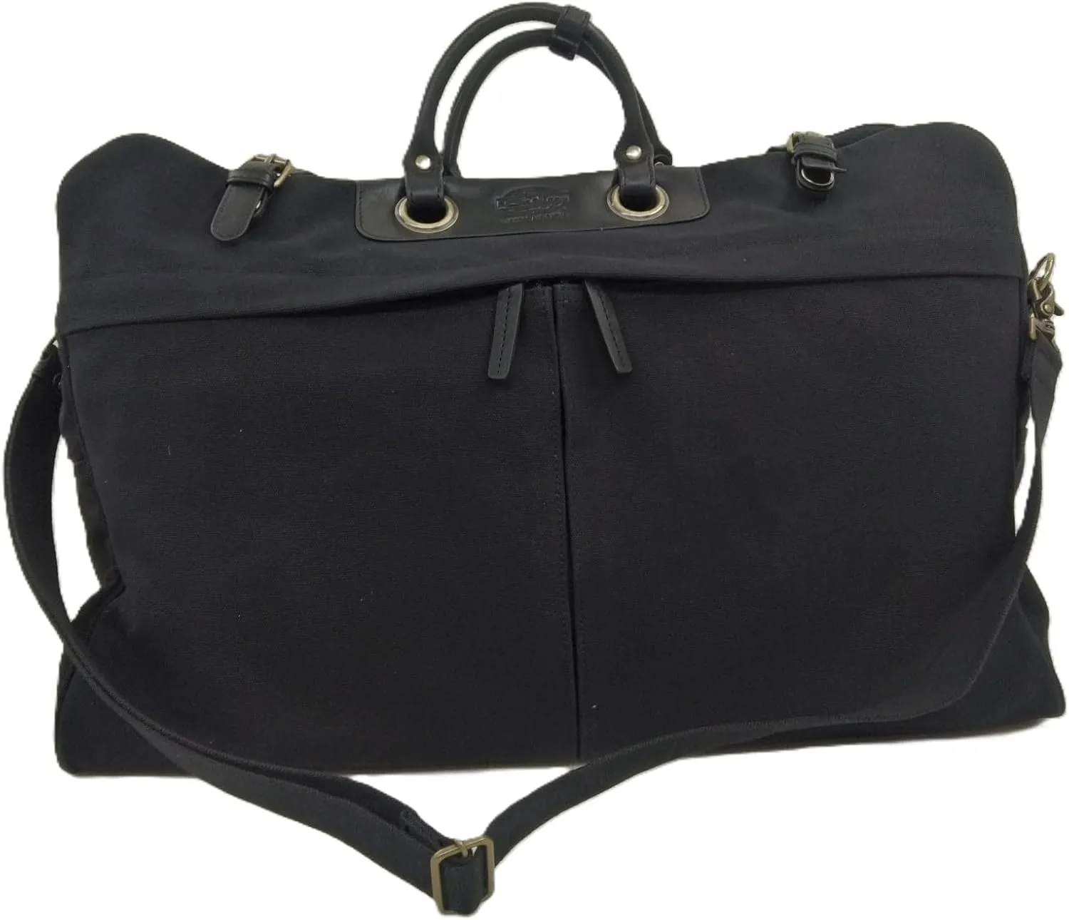 Canvas Label Boston Bag with Shoulder Strap