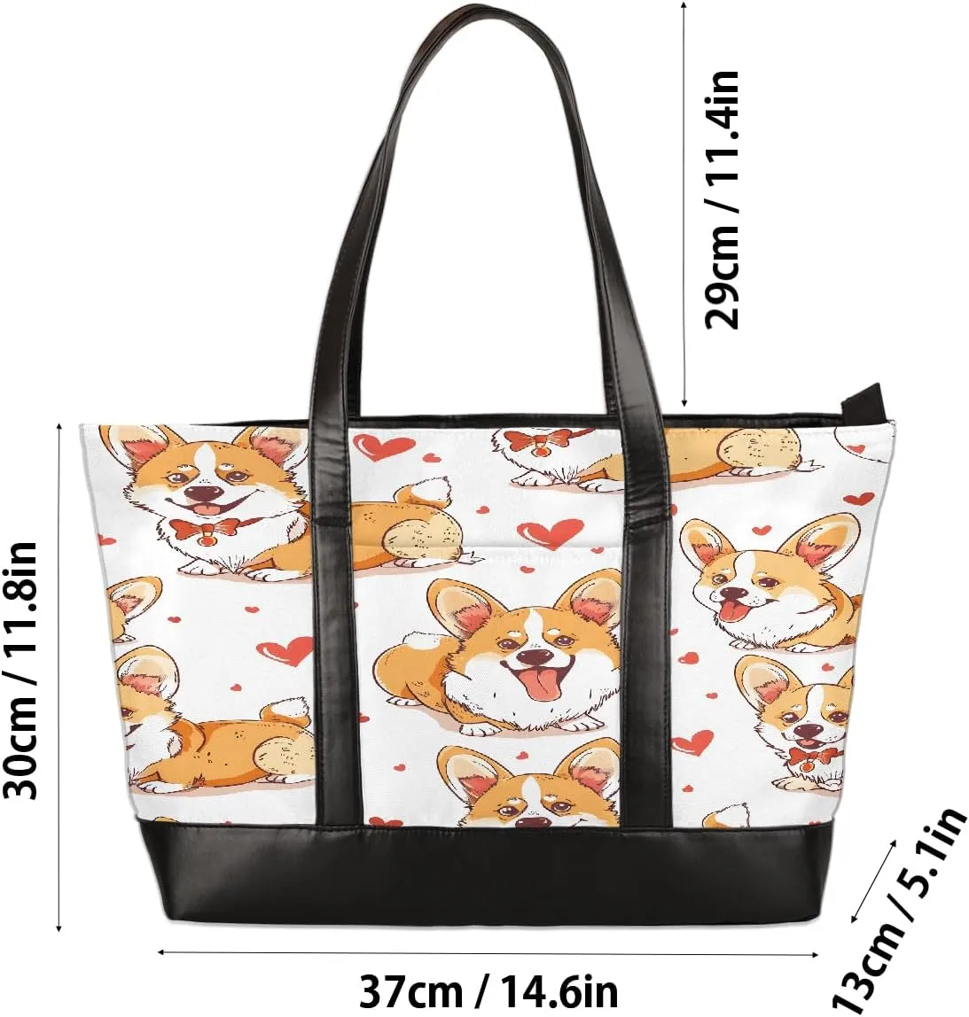 Canvas Laptop Tote Bag for Women Cherry Blossom Pink Blue 15.6 Inch Large Capacity Computer Bag
