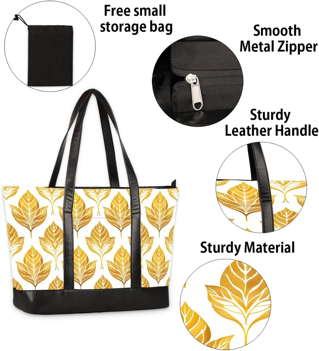 Canvas Laptop Tote Bag for Women Fruit Lemon Yellow Realistic 15.6 Inch Large Capacity Computer Bag