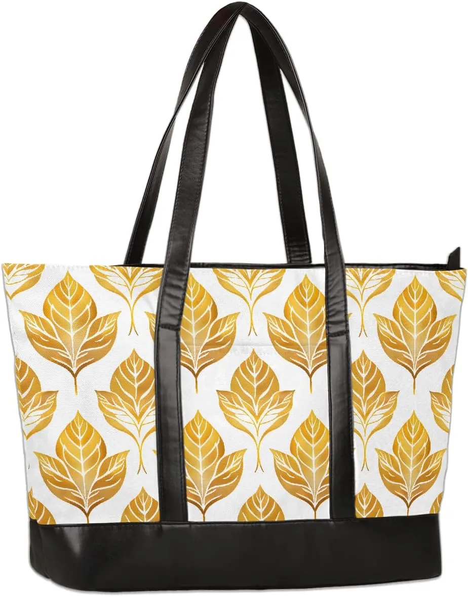 Canvas Laptop Tote Bag for Women Fruit Lemon Yellow Realistic 15.6 Inch Large Capacity Computer Bag