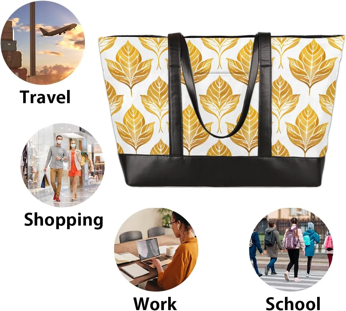 Canvas Laptop Tote Bag for Women Fruit Lemon Yellow Realistic 15.6 Inch Large Capacity Computer Bag