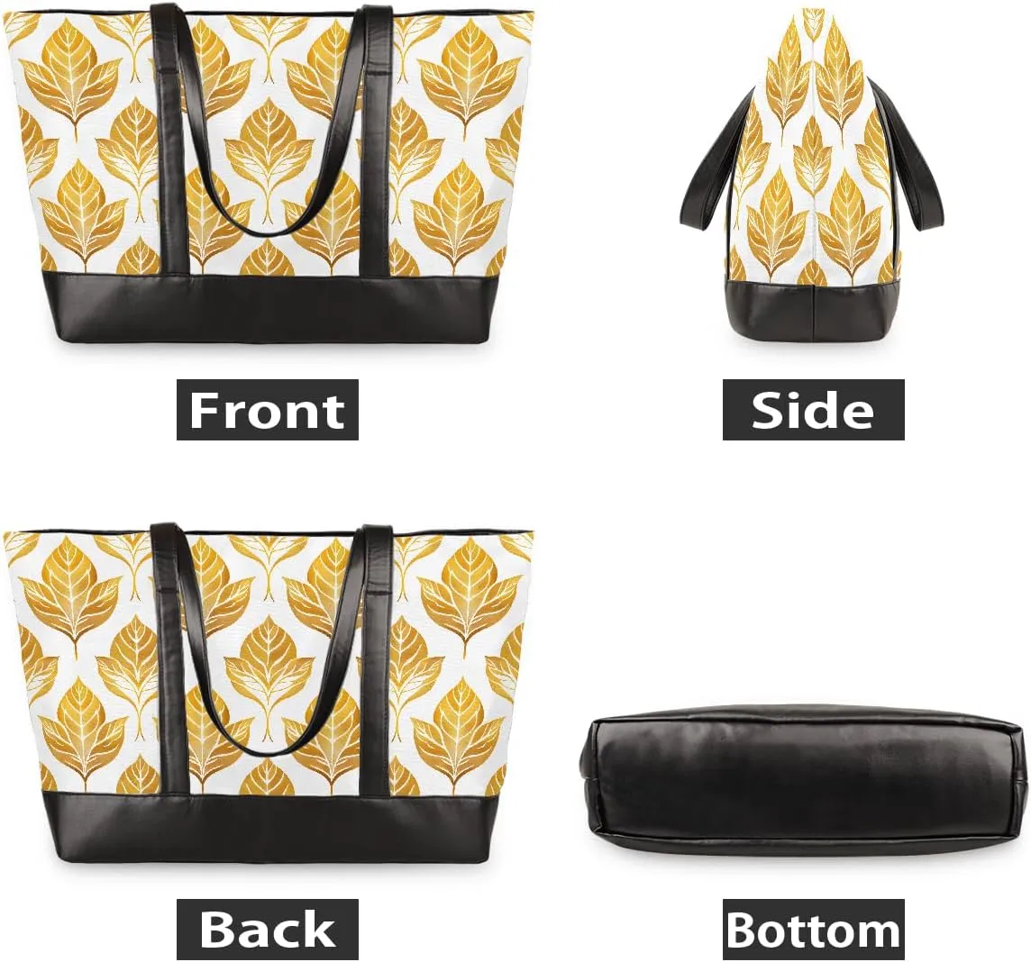 Canvas Laptop Tote Bag for Women Fruit Lemon Yellow Realistic 15.6 Inch Large Capacity Computer Bag