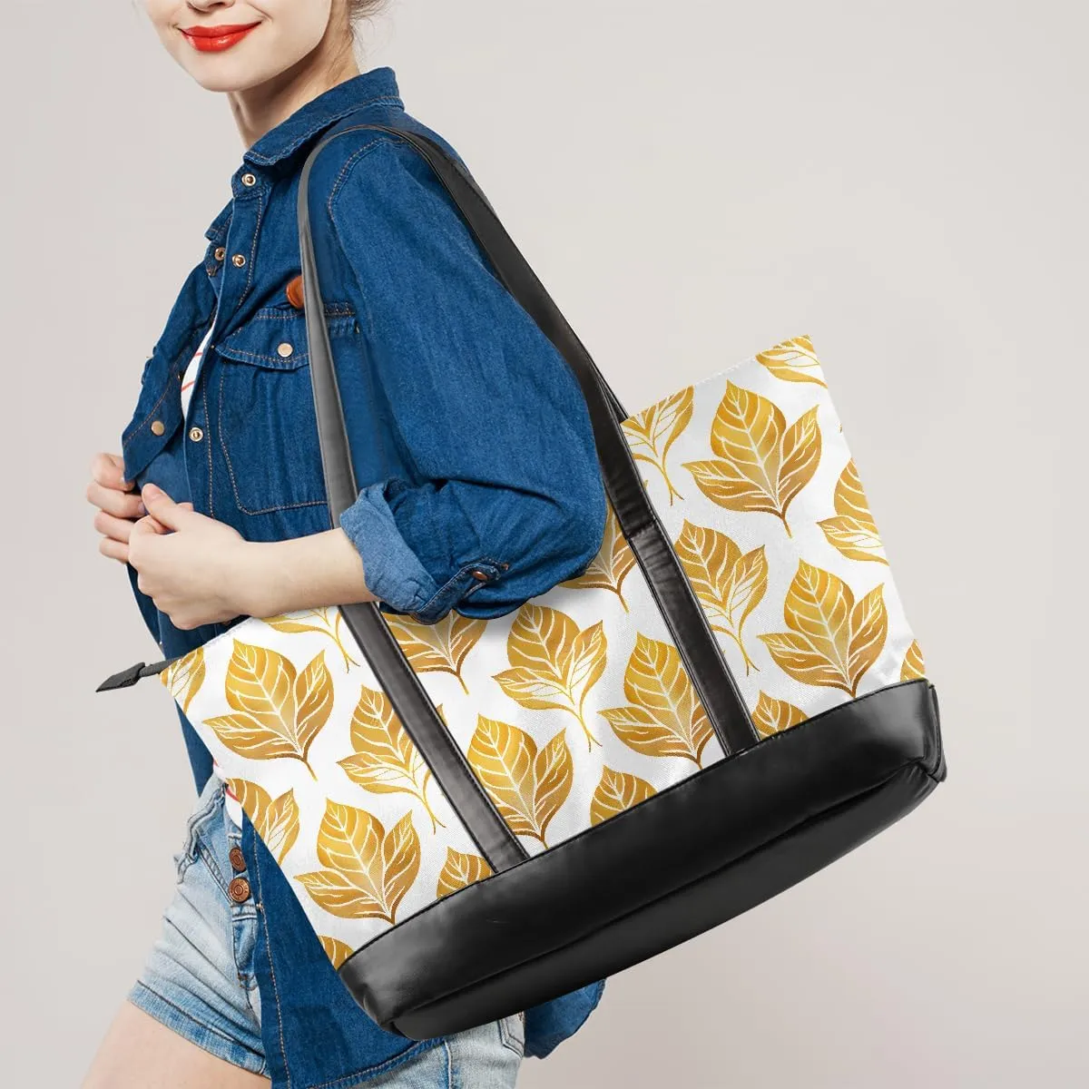 Canvas Laptop Tote Bag for Women Fruit Lemon Yellow Realistic 15.6 Inch Large Capacity Computer Bag