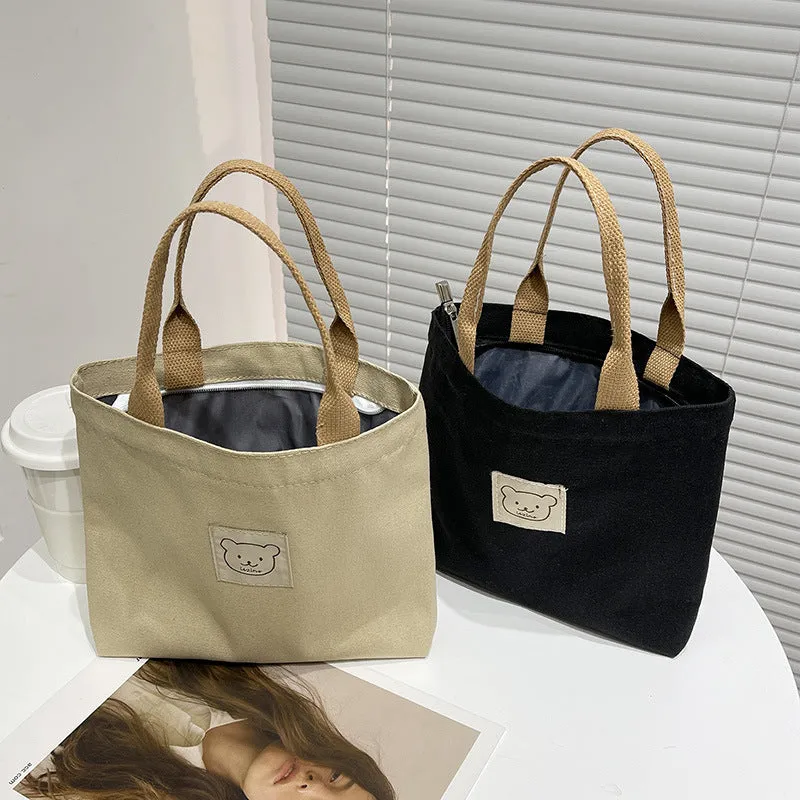 Canvas Large Capacity Commuter Lunch Simple Handbags
