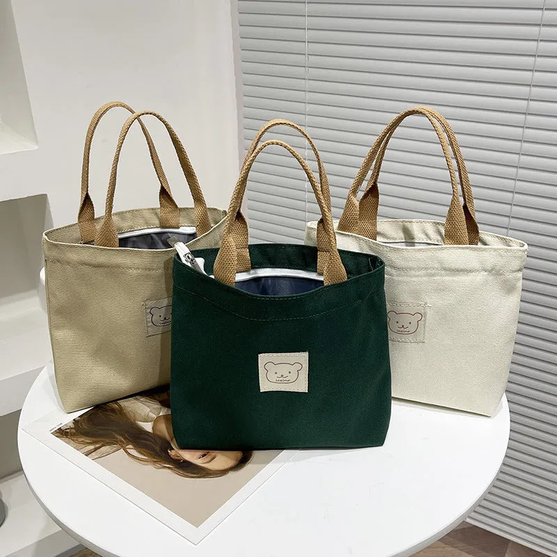 Canvas Large Capacity Commuter Lunch Simple Handbags